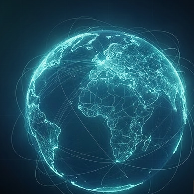 Glowing globe of connected data points